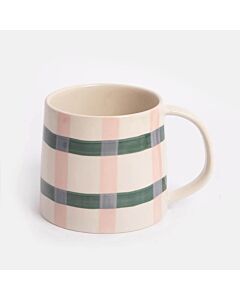 Caroline Gardner Pink/Green Check Large Ceramic Mug